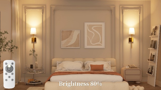 Image of JOFIOS Battery Operated Wall Sconce Set of 2, Black Rechargeable Wall Sconce with Detachable Bulbs and Fabric Shade, Dimmable Sconce Wall Decor Lights with Remote for Bedroom, Living Room, Entryway