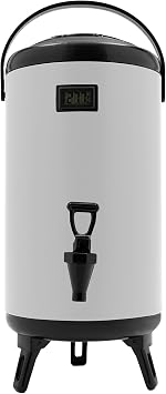 Insulated Beverage Dispenser with Thermometer, 12L/3.17 Gal Stainless Steel Hot and Cold Drink Dispenser with Spigot for Tea Coffee Milk Juice white