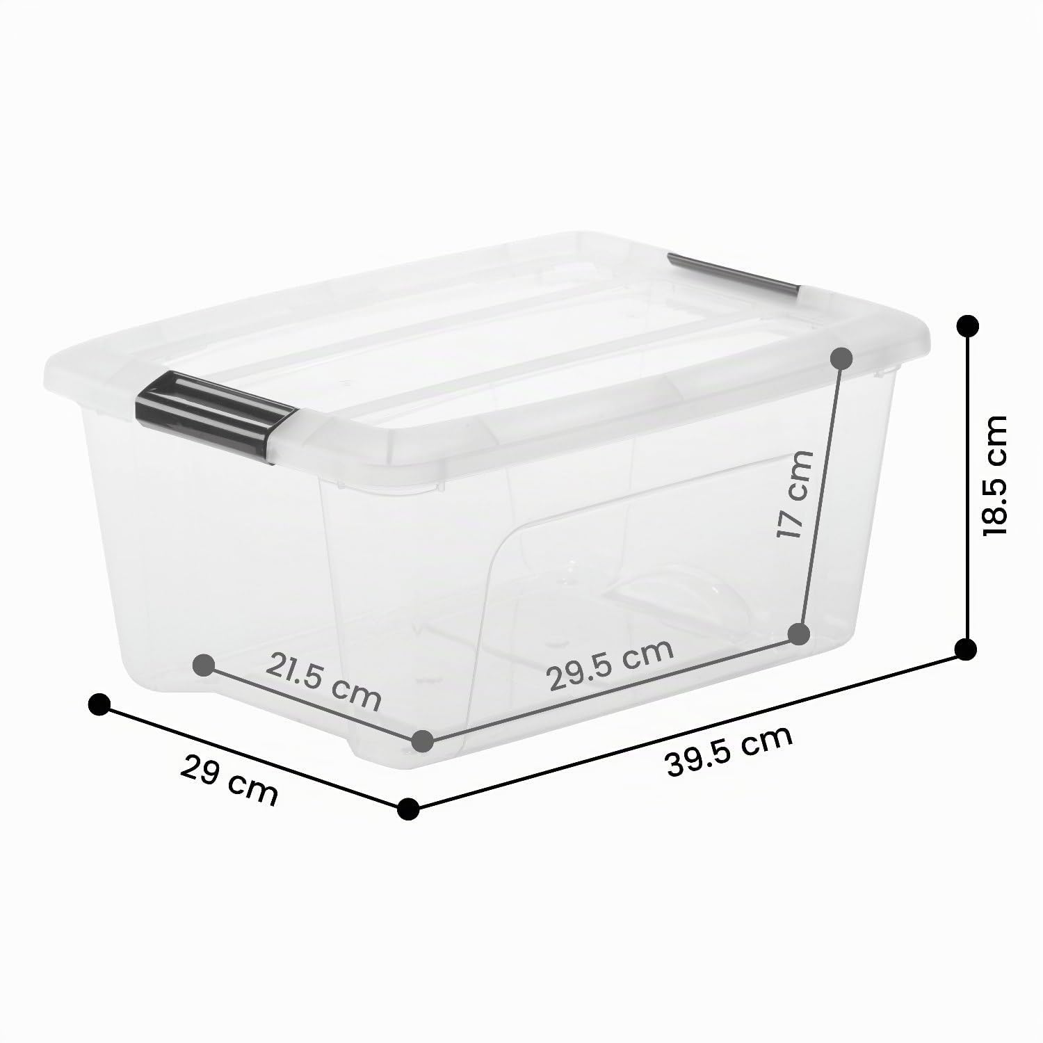 Iris Ohyama Scatole Portaoggetti in con Coperchio, 15L, Lotto di 3, Trasparente, Clip di Bloccaggio, Empilabile, Maniglia, Per Camera, Armadio, Ufficio, Organizzatore, Senza BPA, NTB-15