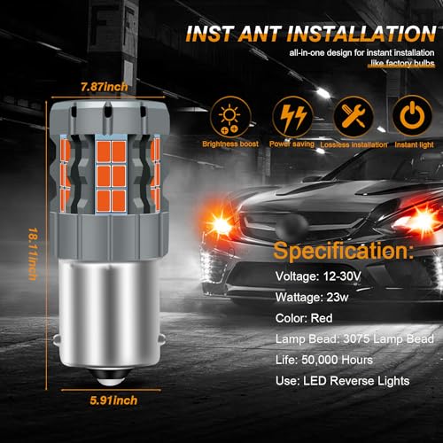 UPXSXT 2Pcs 1156 LED Brake Light Bulb Red - Image 4