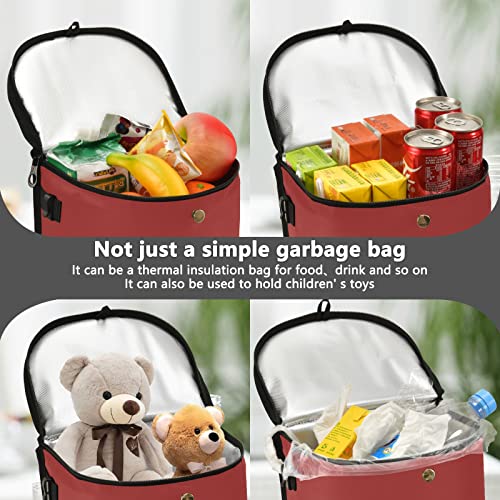 Image of Wudan Small Car Trash Can Brown Accessories for Garbage Storage Organizer with Lid Waterproof Portable Auto and Truck Interior Seat Bin