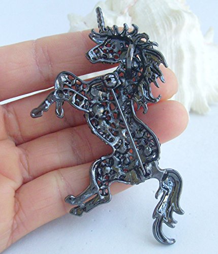 Image of Unique Animal Unicorn Horse Brooch Pin Pendant Austrian Crystal BZ6172