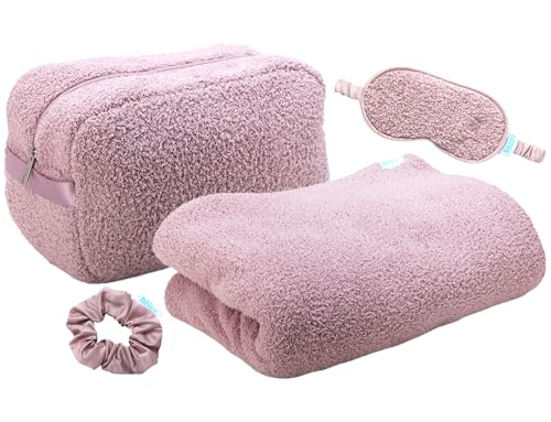 Bliss Womens Travel Blanket Set - 4 Piece Plush Microfiber Packab...