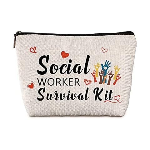 Java Wood Social Worker Gifts for Women Survival Kit Funny Travel Zipper Makeup Bag Graduation Woman A Truly Great Cosmetics Portable Bags Work Birthday Christmas Cover