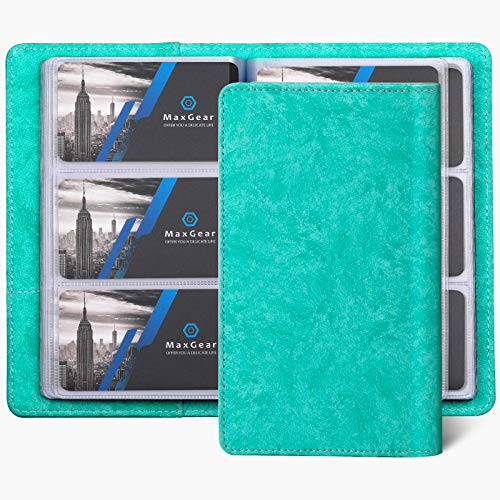 MaxGear Business Card Organizer Business Card Holder Book, Soft Vegan Leather Business Card Binder File Sleeve Storage, Business Card Holders Name Card Holder for Men & Women, 240 Cards, Turquoise