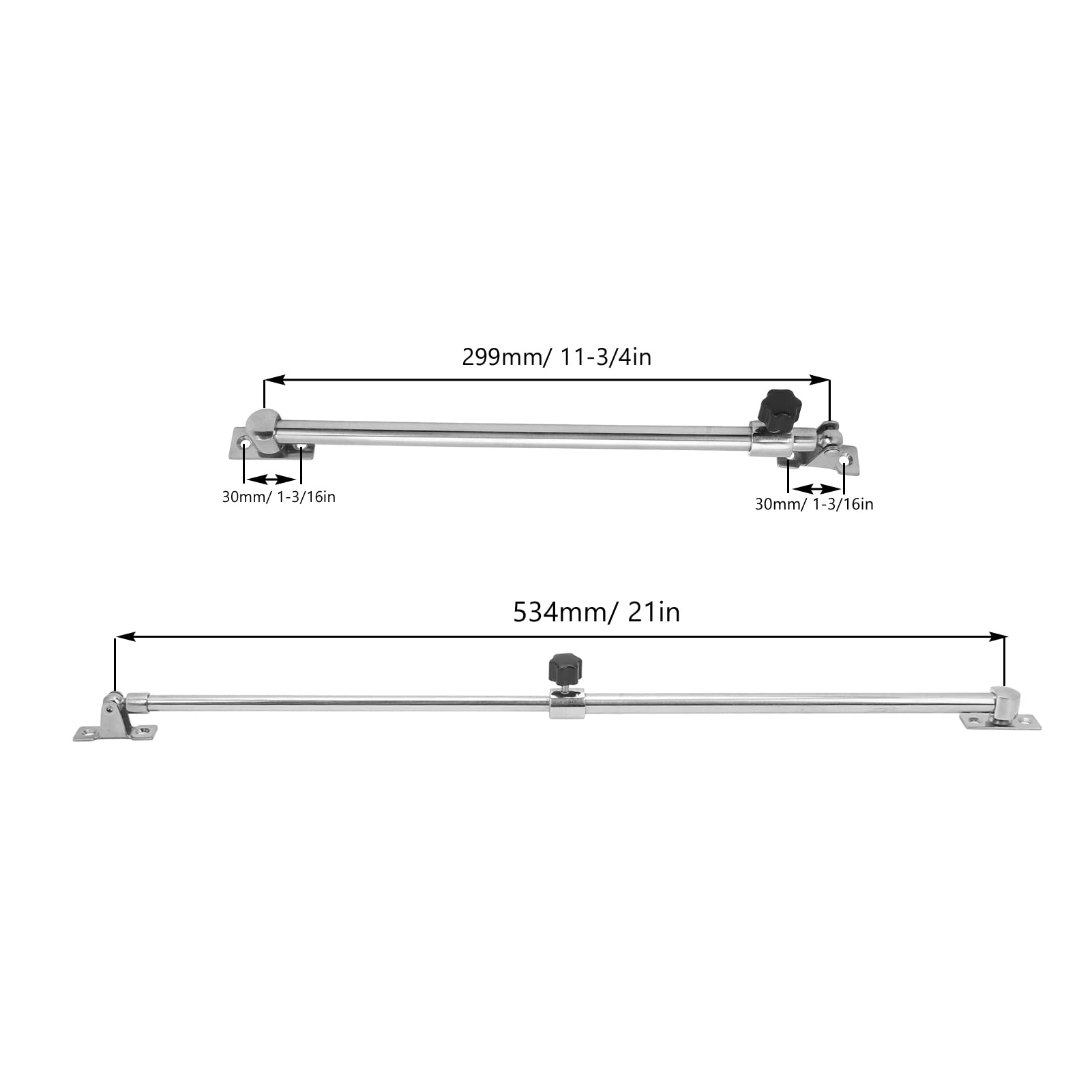 Akozon Lukeneinsteller, 299‑534 Mm Teleskop Lukenhalter Edelstahl Fenstertüreinsteller für RV Yacht Schiff RV