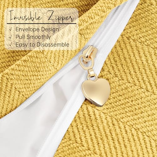 ZWJD Yellow Pillow Covers 26x26 Set of 2 Chenille Throw Pillow Covers with Elegant Design Soft and Luxurious Decorative Throw Pillows for Couch, Bed, and Home Decor