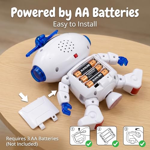 Image of SMART BOY Dancing Robot Toy for Kids with 3D Lights and Music Robot with Moving Hands Legs Head Spinning Action Battery Operated Fun Dance Toy for Boys Girls Indoor Play White 99444-2