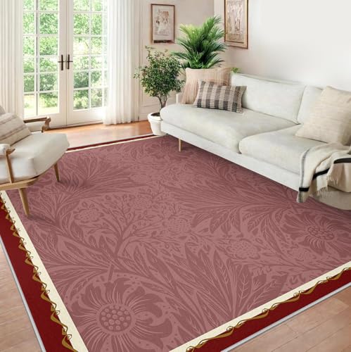 Tapis antidérapant 200x300cm lavable machine intérieur salon rouge - 5