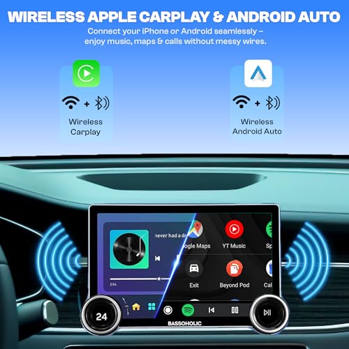 Image of BASSOHOLIC 10.1 inch Diamond 2K Android Player|Android 13 MTK Processor| Car Stereo | Android Auto | IPS Touch Screen 2560x1440p |4+64GB|WiFi|GPS|GoogleMap|Bluetooth|DSP Band with Dual Rotary Knob
