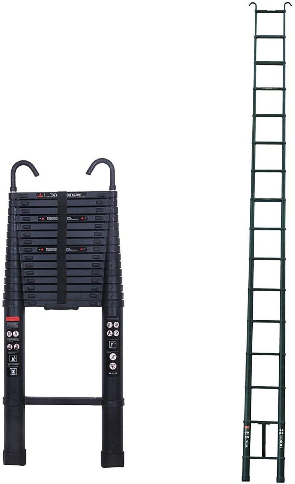 Scala telescopica 6,2 m/20,35 ft Scala Retrattile Multiuso Estensibile in Alluminio Pieghevole Portatile Salvaspazio Certificato EN131 Carico massimo 150 kg/330 lb con Gancio Tetto Rimovibile