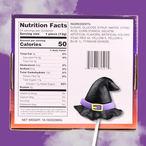 Halloween Lollipops, Cat, Bat & Witch Hat Suckers, 24 Count | Individually Wrapped, Assorted Character Shapes, Trick or Treat Candy, Seasonal Party Favors, 10.16oz, 24 Total Pieces - image 3