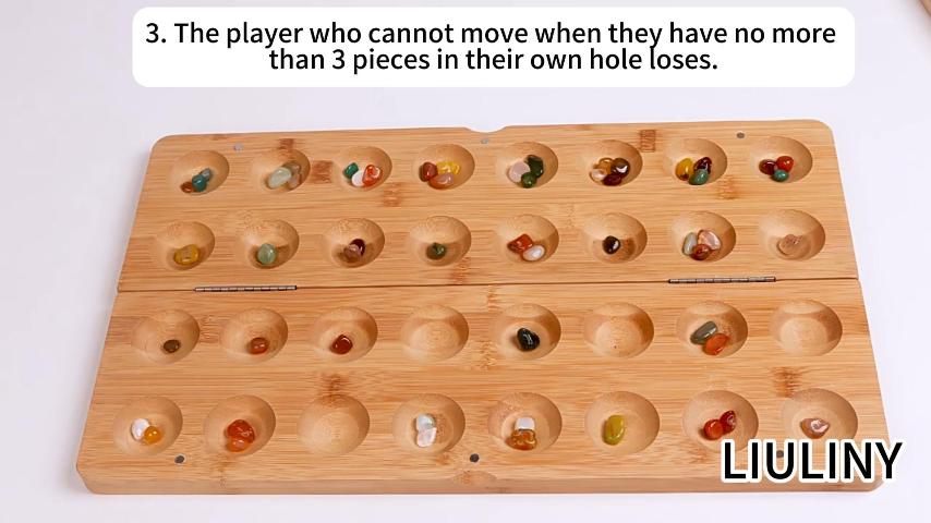 Steinchen Spiel Kalaha Mancala Aus Holz - 65 Edelstein Steine, Faltbar, Strategiespiel Für Kinder Und Erwachsene