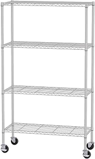 FDW | 4-Tier Wire Shelf with Wheels | 36" x 14" x 62" | Chrome | Storage Shelves with Adjustable Racks, Holds upto 500 lbs | Rust-Resistant, No-Tool Assembly | For Home, Garage