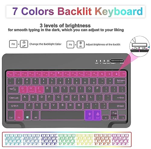 Samsung Galaxy Tablet S8 Plus 2022/S7 Fe 5G 2021 Keyboard, Backlit & Rechargeable - Wireless Detachable Keyboard For Tab S8 Plus/S7 Fe/S7+ Slim Folio Tpu Case With Pencil Holder, Rose Gold #TOP2