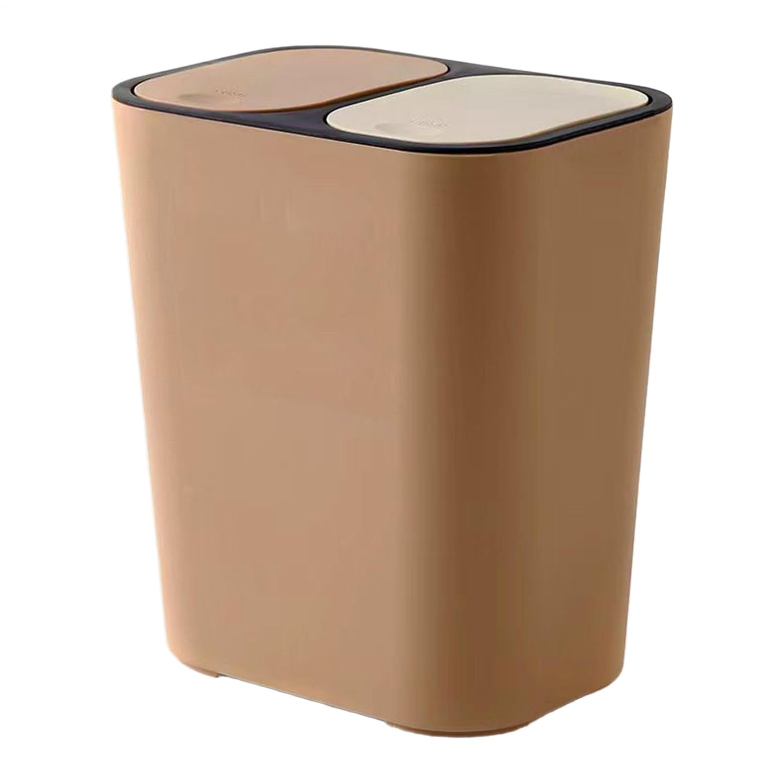 Pattumiera a doppio scomparto, con contenitore di riciclaggio integrato, 18 l, con coperchio a pressione, per cucina, lavanderia, ufficio, sala da pranzo, camera da, garage, esterno, patio
