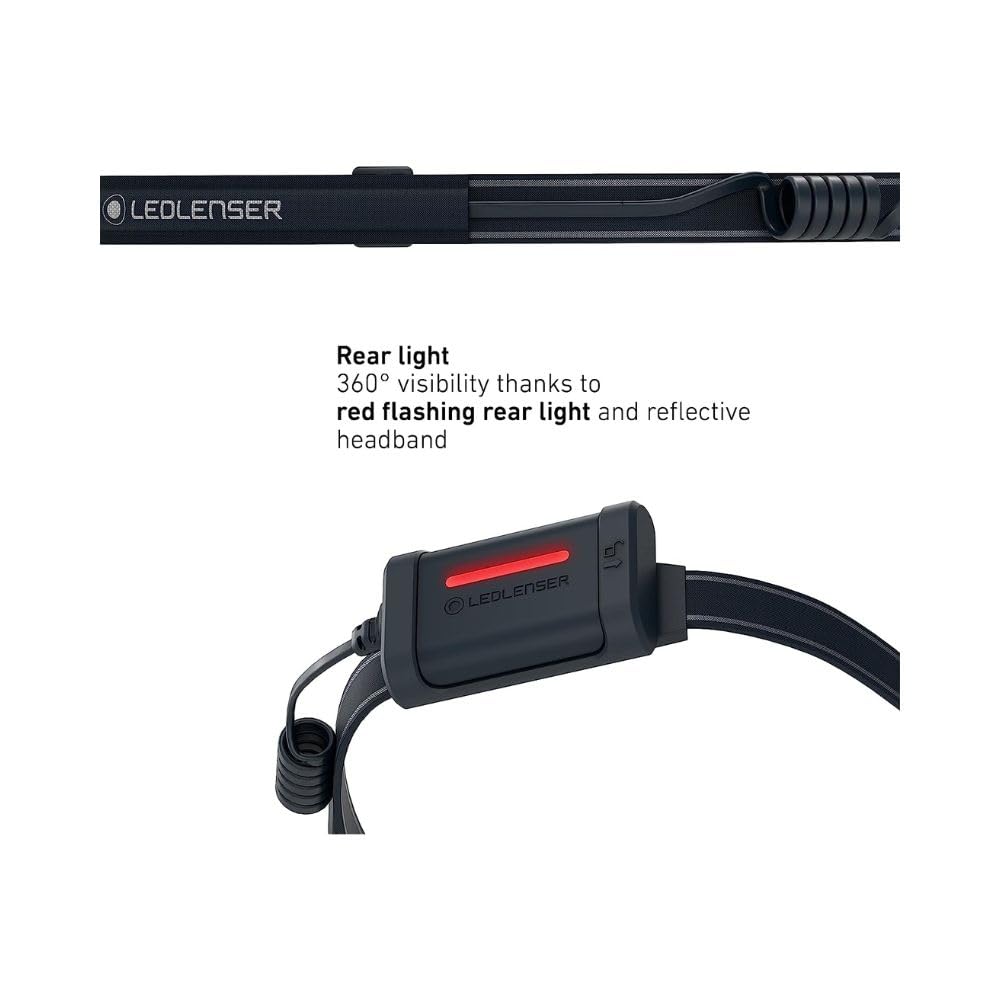 Ledlenser NEO3 - Lampe frontale LED à piles, ultra-lumineuse 400 lm, légère, 20h d’autonomie, bandeau réfléchissant, lumière avant rouge - Pour la course à pied, la pêche, la randonnée - Bleu
