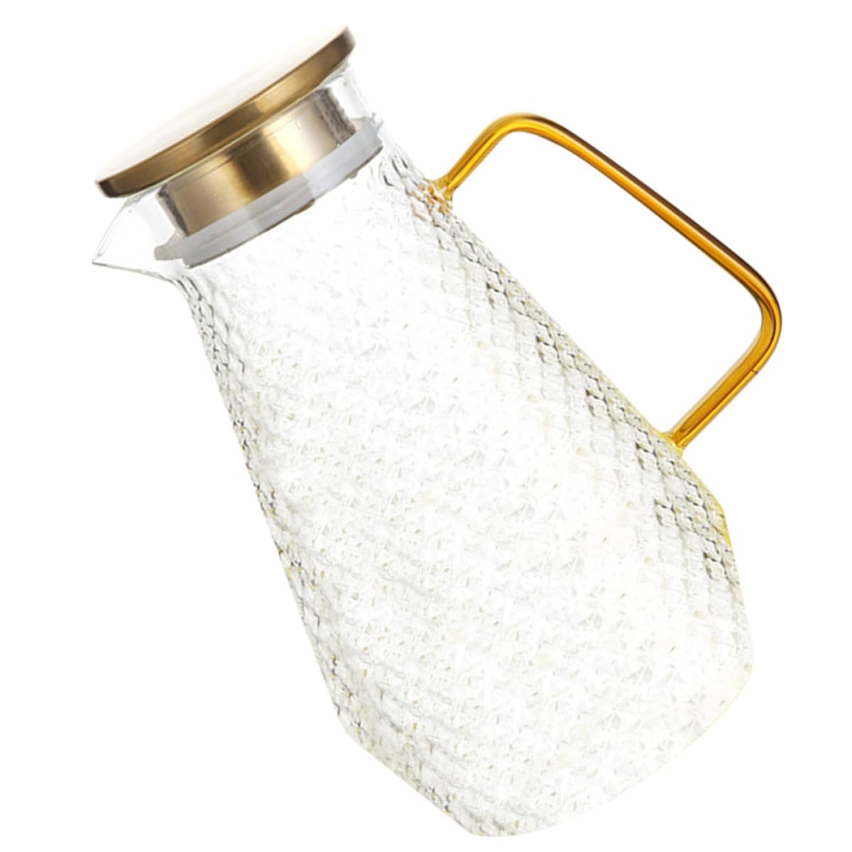Beavorty Jarra de Agua de Vidrio de Borosilicato Resistente al Calor de 1500ml Tapa y Grifo, Ligera y Segura para Jugos y Té Aromático en Reuniones y Regalos