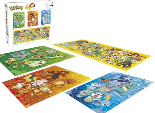 Buffalo Games - Pokémon - 4 x 1 Multipack - 500 Piece Panoramic Jigsaw Puzzle for Adults plus Three 300 Piece Puzzles - First Partner Pokémon...