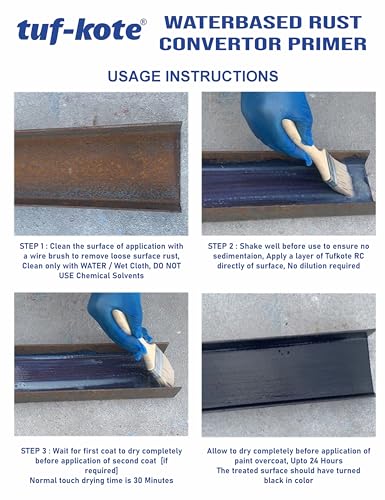 Image of tuf-kote Water-Based Rust Converter Primer All-in-One, Ultimate One-Step Solution to Convert Rusted Metal Surfaces & Prevent Further Rusting [500ML]