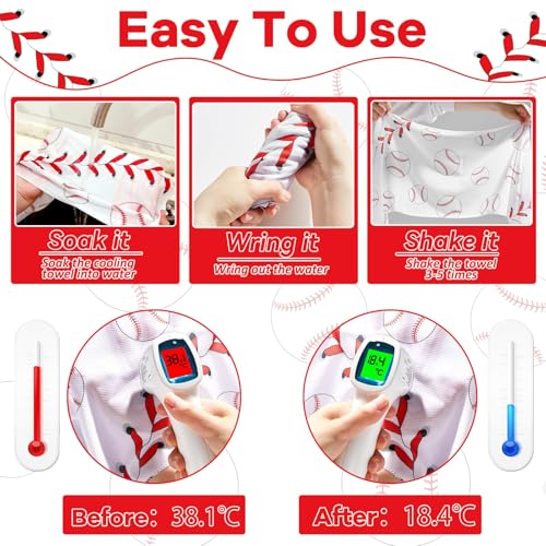 Image of 30Pcs Baseball Cooling Towels for Neck and Face 40 x 12 Inch Baseball Sports Team Gifts Workout Ice Towel for Gym Sweat Microfiber Breathable Chilly Bulk Neck Wraps for Athletes Camping Travel Outdoor