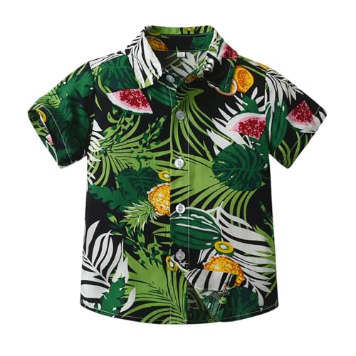 Mjjsk Camisas hawaianas con botones para niños, camisa de manga
