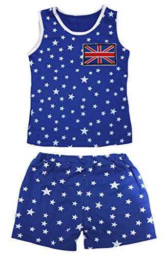 Camiseta de algodón con bandera británica diseño estrellas patrióticas azul estilo retro