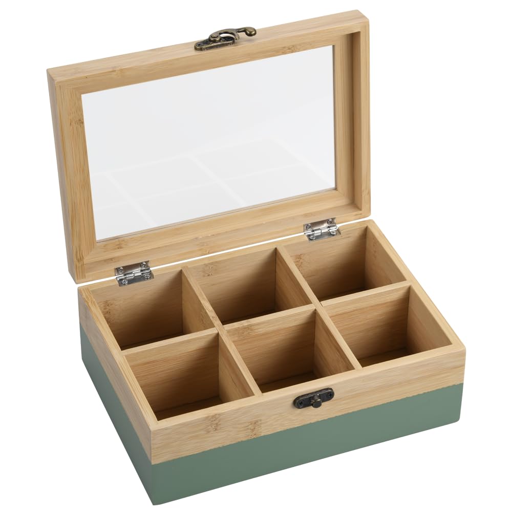 Secret de Gourmet Theedoos - 6-vaks - bamboe hout - 22 x 15 cm - theekist bestellen voor € 11.99 bij het Secret de Gourmet Theedoos - 6-vaks - bamboe hout - 22 x 15 cm - theekist bestellen voor € 11.99 bij het