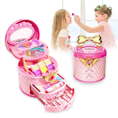 Yoseka メイクセット 女の子 おもちゃ おままごとセット キッズコスメ プリンセス 子供向け 4歳 5歳 6歳 7歳 8歳 9歳 10歳 誕生日 キッズメイクアップ プレゼント クリスマス メイクおもちゃ お化粧 アイシャドウ ネイルポリッシュ リッ