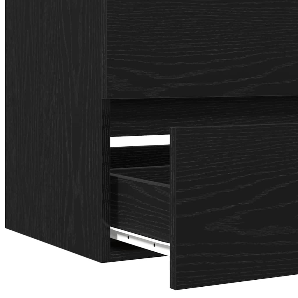 Mobile Sottolavabo Sospeso Rovere Nero 90x38,5x45 cm | Mobiletto sospeso salvaspazio per il bagno, ideale per ottimizzare la superficie a terra con stile moderno.