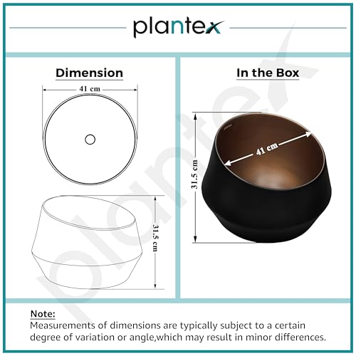 Image of Plantex Ceramic Tabletop Washbasin /Bathroom Basin Sink /Basin for Bathroom /Wash Basin for Restaurant /Hotel (Black & Red Bronze - 16 x 16 x 12 Inch)