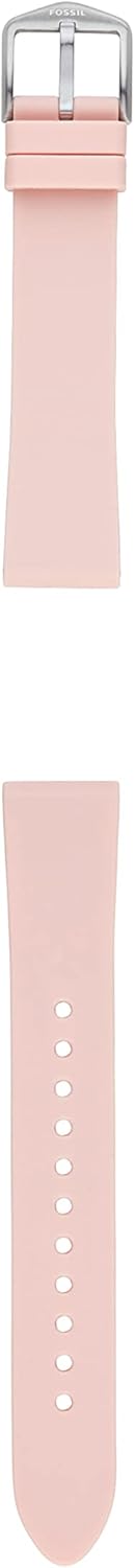 Fossil Silicone or Leather Interchangeable Watch Band Strap with Stainless Steel Buckle Closure 18mm Blush/Silver