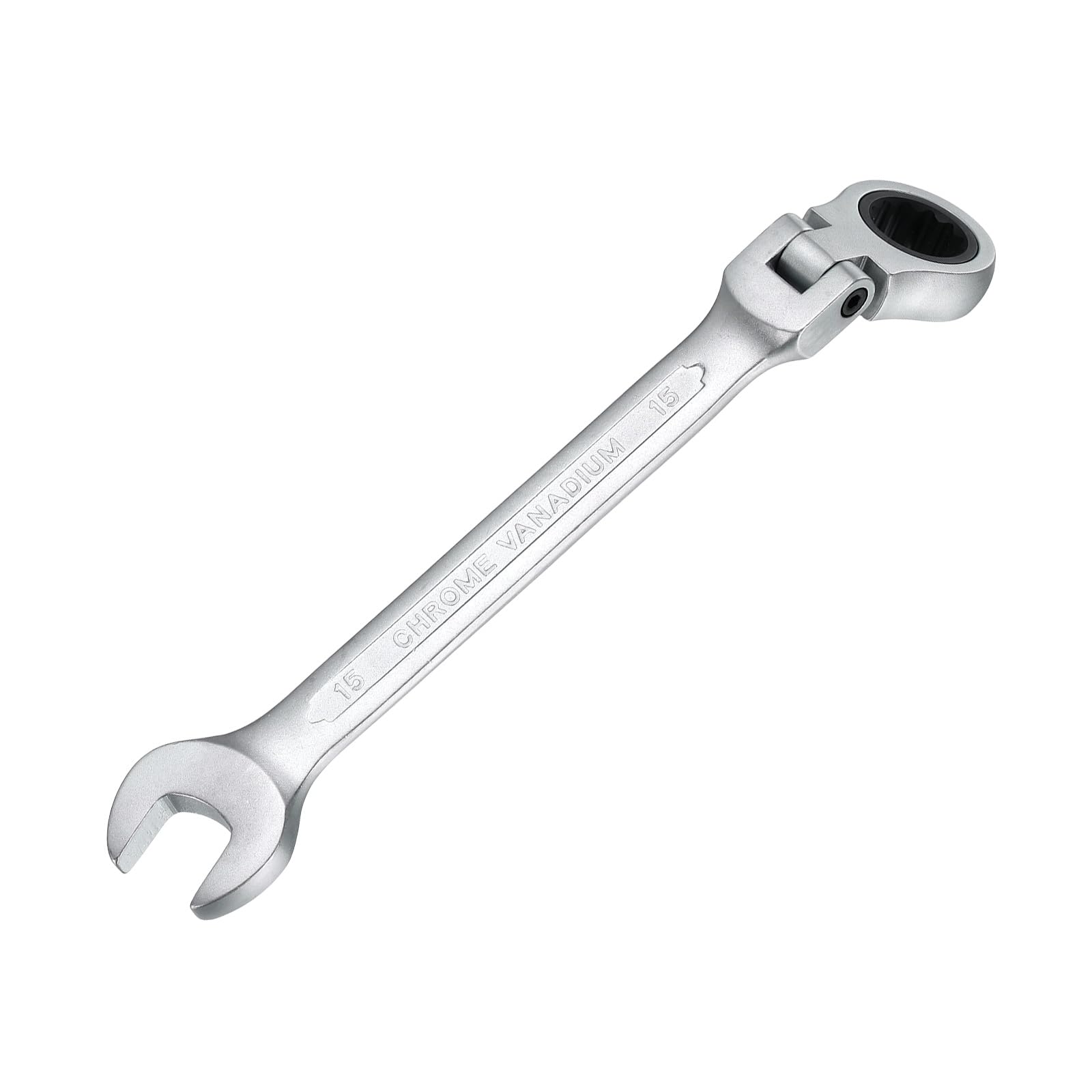 sourcing map 15mm Metric Flex-Head Ratchet Wrench Chrome Vanadium Steel 72-Tooth Ratcheting Combination Wrench Spanner for Car Bike Automotive Machine Repair — image 1