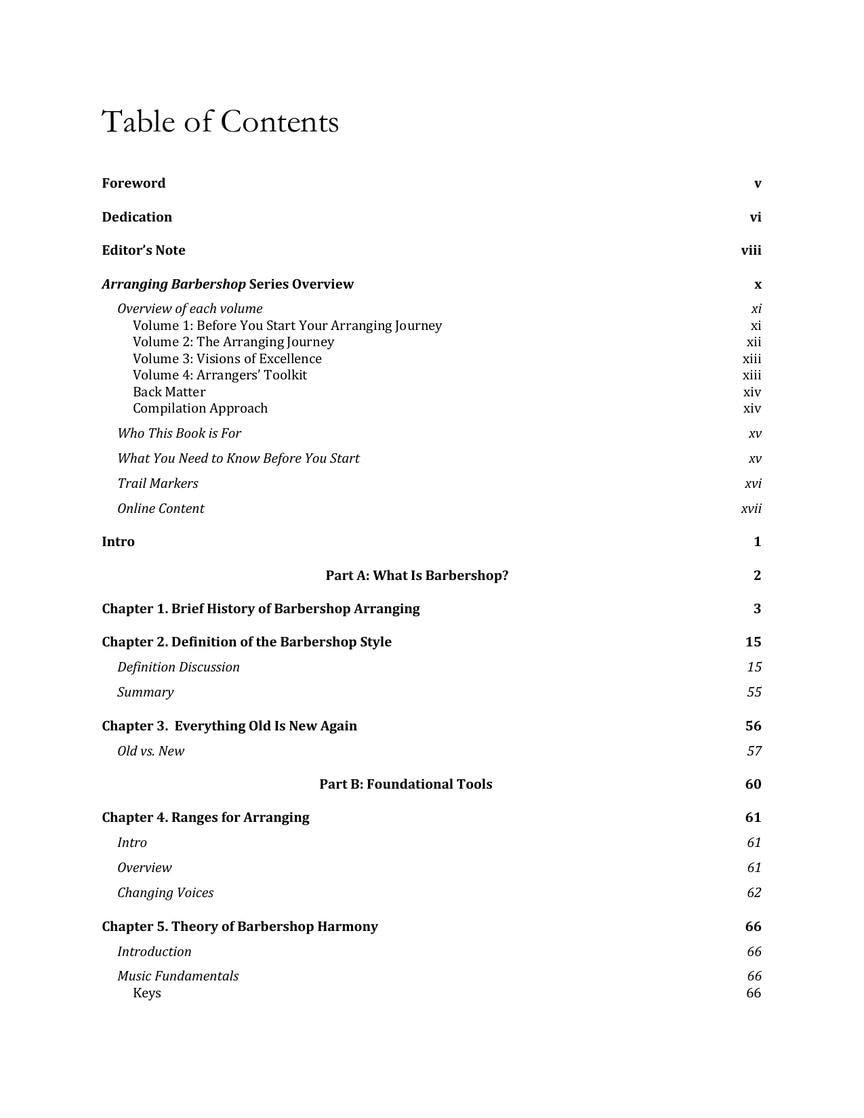 Arranging Barbershop, Vol. 1. Livre de référence. Comprend Enregistrement(s) en ligne