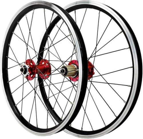 20インチ BMX 406/451 ホイールセット ダブルウォールアルミ合金リム QR ディスクブレーキハブ 24H フロント&リアホイール マウンテンバイク用 ゴールド 451(Red,406)
