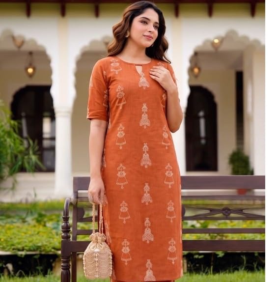 Image of MS VHCK ENTERPRISE Woman Women's Rayon Straight Fit Straight Kurta Kurtis