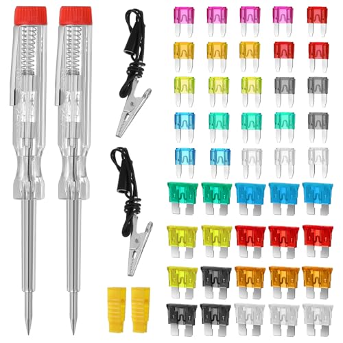 Kit de fusibles para automóvil Alipis, 1 set con probador de fusibles y extractor, estuche de almacenamiento para organización fácil, para automóviles, RV y uso automotriz