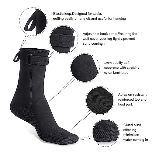 image for OMGear Neoprene Diving Socks Beach Booties Water Shoes 5mm Glued Blind