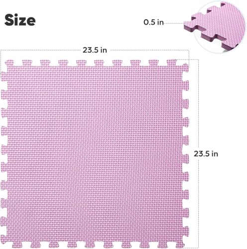 Image of 36 Pack Home Gym Mat, Puzzle Exercise Mat, EVA Interlocking Foam Floor Tiles for Home Workout Equipment and Kids' Play Areas - Blue, 24 in x 24 in x in - (Pink, 36 Pack (144 sq ft))
