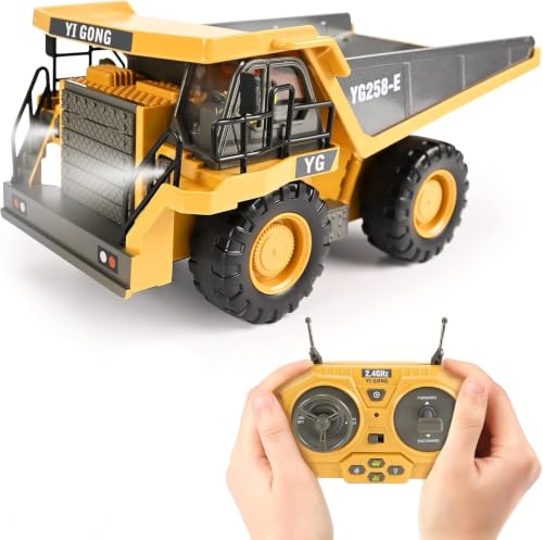 KidsFaves RC Dump Truck, 9CH Remote Control Dump Truck with Metal Dump Bed, 45&deg; Lifting...