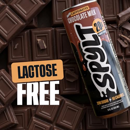 Image of Spylt Max Chocolate Milk Protein Snacks, 20g Protein, 140mg Caffeine, 12 | Ready to drink coffee and shake in one, 90 calories, sugar free, lactose free, rich creamy taste, grab and go can
