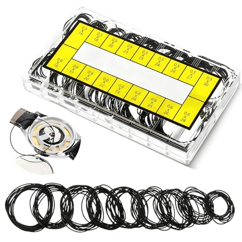 DOPENSPI 210 Pcs O Ring Watch Gasket,18 Size Rubber Seal O Ring Washers Set 0.5/0.6 Thickness Replacement O Ring Watches Backs Cover for Replacement Seal Gasket Repair Tool Watch Seal (16-30MM)