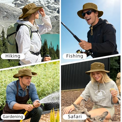 Image of Sun Hats for Men Women Boonie Hat Foldable Fishing Hat UPF 50+ Bucket Hat for Fishing Hiking Garden Safari Beach