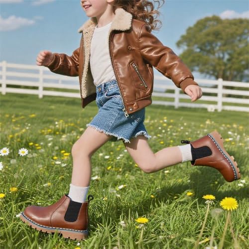 Boys Girls High Top Combat Ankle Boots Kids Waterproof PU Leather Fall Boots Winter Warm Snow Outdoor Hiking Shoes Toddler Non Slip Texture Soft Durable Walking Boot4