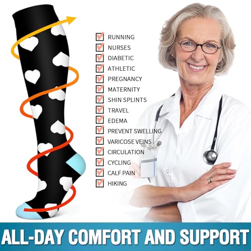 Image of 6 Pack Copper Compression Socks for Women and Men Circulation-Best Support for Medical,Running,Nursing,Athletic