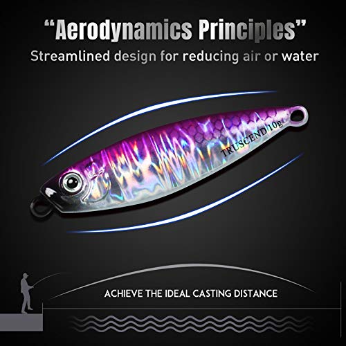 TRUSCEND Metal Fishing Jigs 10g-200g with Flat BKK Hooks, Slow/Fast Pitch Jigging Spoon Lure, Flat Fall/Vertical Sea jig - Image 4