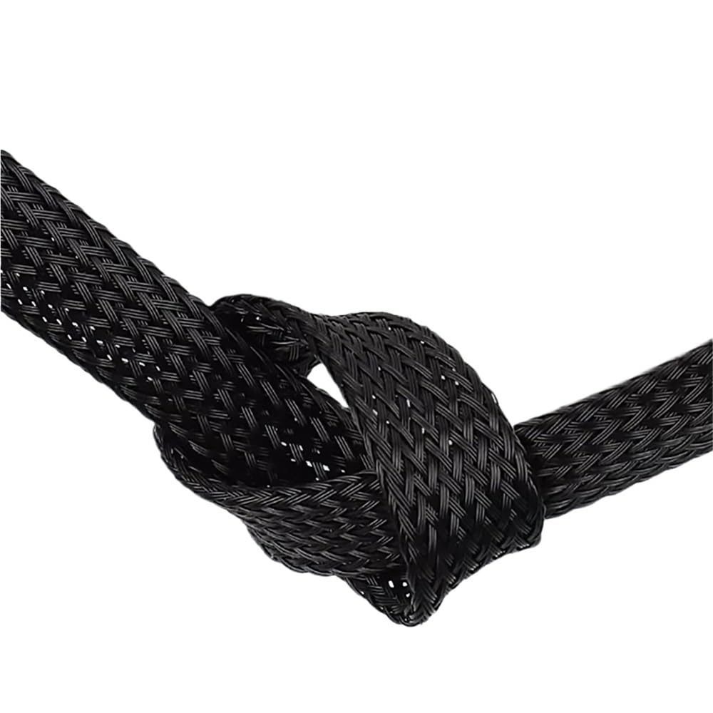 Manguitos de manguera de cable trenzado, Manguitos de bobinado tubulares planos expandibles de 164 pies, ancho 3/8/10/16/18/40 mm, manguitos de cable trenzado expandibles de PET for telar de cables(6m