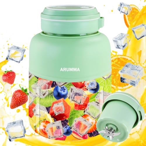 ARUMMA Tragbarer Saftbecher-Mixer für Smoothies, Shakes, Obst, Crush, Babynahrung, 1300 ml, USB-Ladegerät, schnurlos, lebensmittelechte Klingen, elektrisch, tragbar, Smoothie-Mixer für kleine