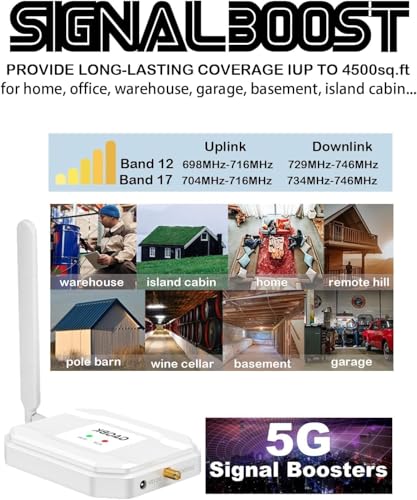 Image of 2026 AT&T Cell Phone Signal Booster AT&T Signal Booster ATT Cellular Booster for 5G 4G LTE on Band 12 /17 ATT Cell Phone Booster ATT Cell Booster AT T Signal Extender Boost Call /Data White