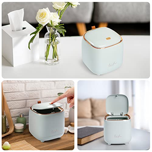 Mini caneca de basura de sobremesa celeste 1.5 L miniatura 4